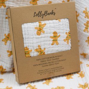 Gingerbread Man Theme Baby Quilt, Blanket, Swaddle